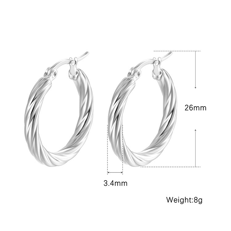 Wholesale European and American cross-border explosions geometric high-end sense retro silver plated stainless steel earrings ladies French luxury earrings
